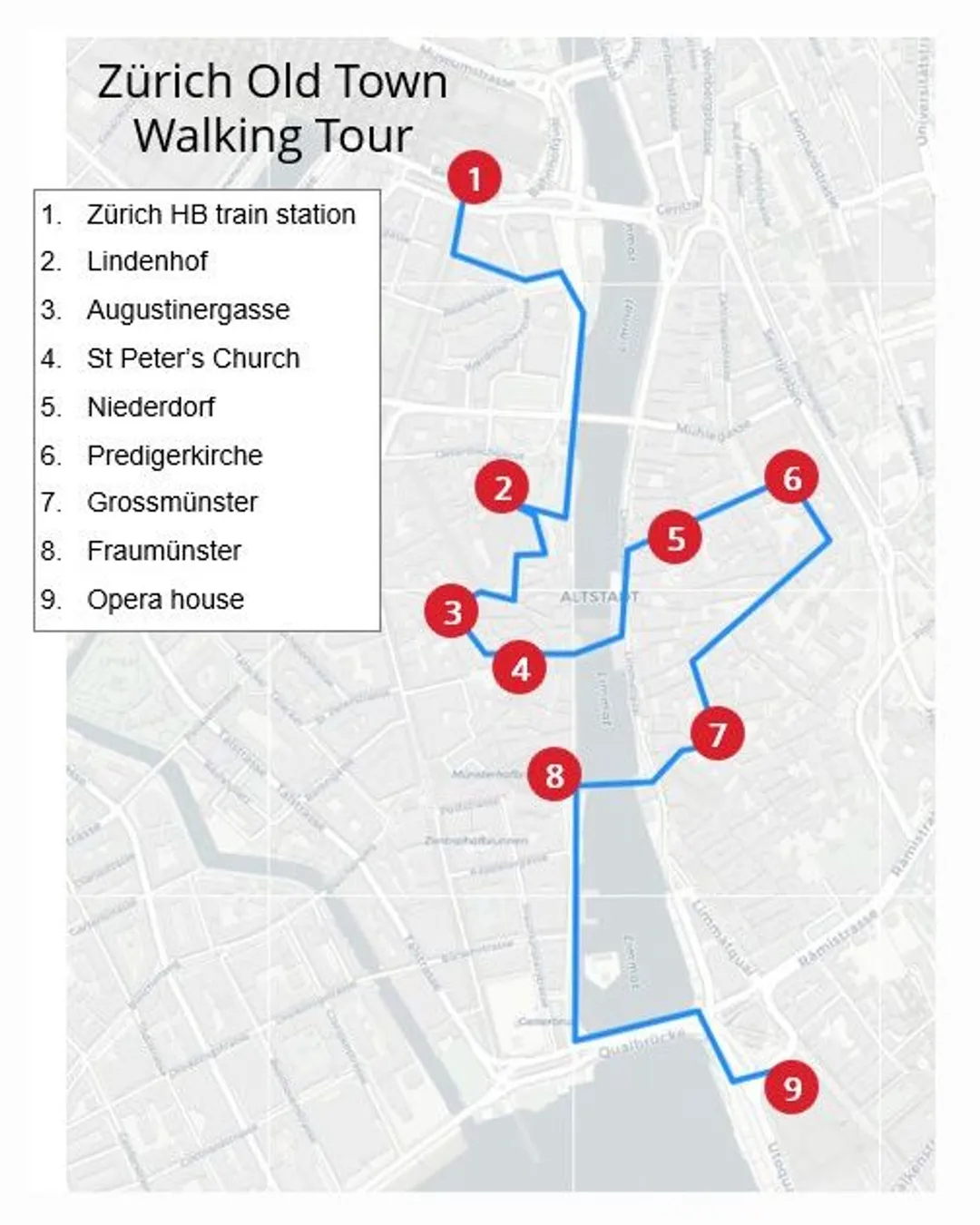 Zürich Self-guided Walking Tour