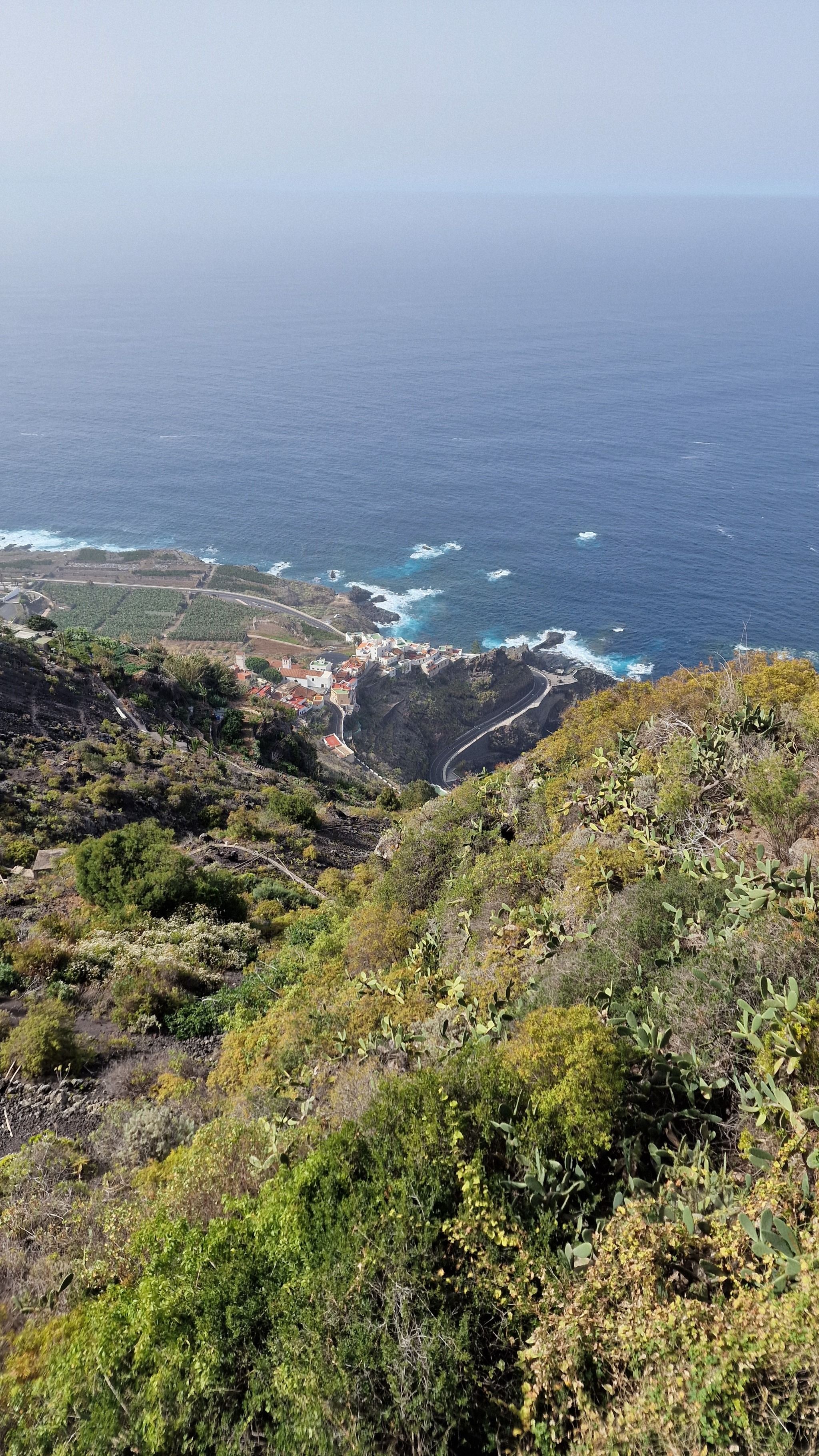 Twisty road with view to the sea